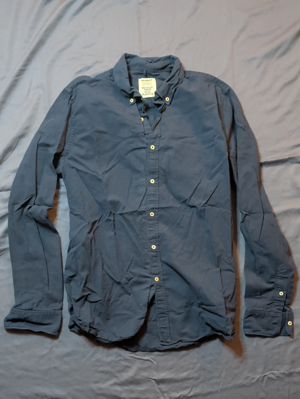 Ecoalf Casual Button-Down Shirt - Navy Blue
